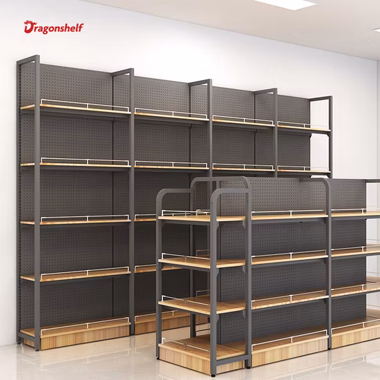 Dragonshelf Customized Steel and Wood Shelvessupermarket Display Racks Store Shelving Liquor Shelves