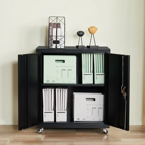 Modern Metal Filing Cabinet with Lock for Secure Storage 