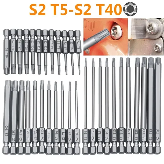 11PCS 12PCS Security Bit Set Tamper Proof Screwdriver Drill Bit Screw Driver Bits Torx Flat Head 1/4